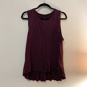 American Eagle Plum Ruffle Tank Top